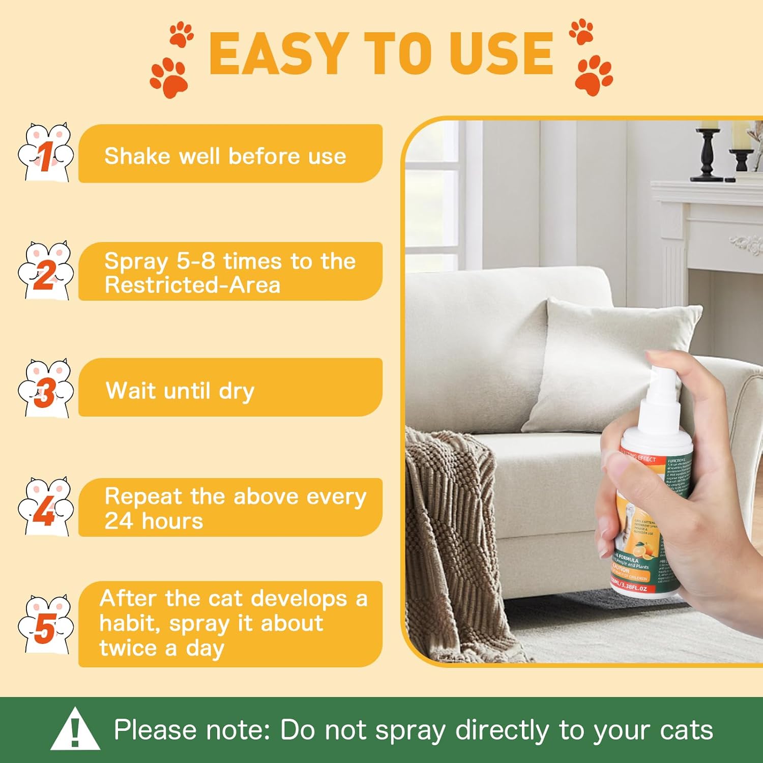 Natural ingredients cat training spray bottle