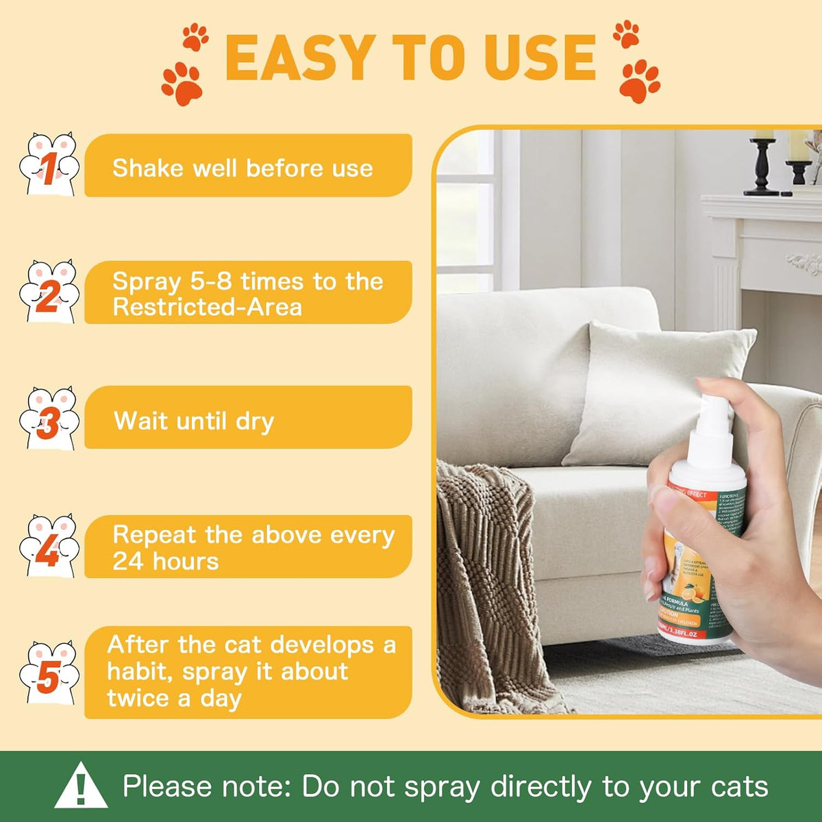 Natural ingredients cat training spray bottle