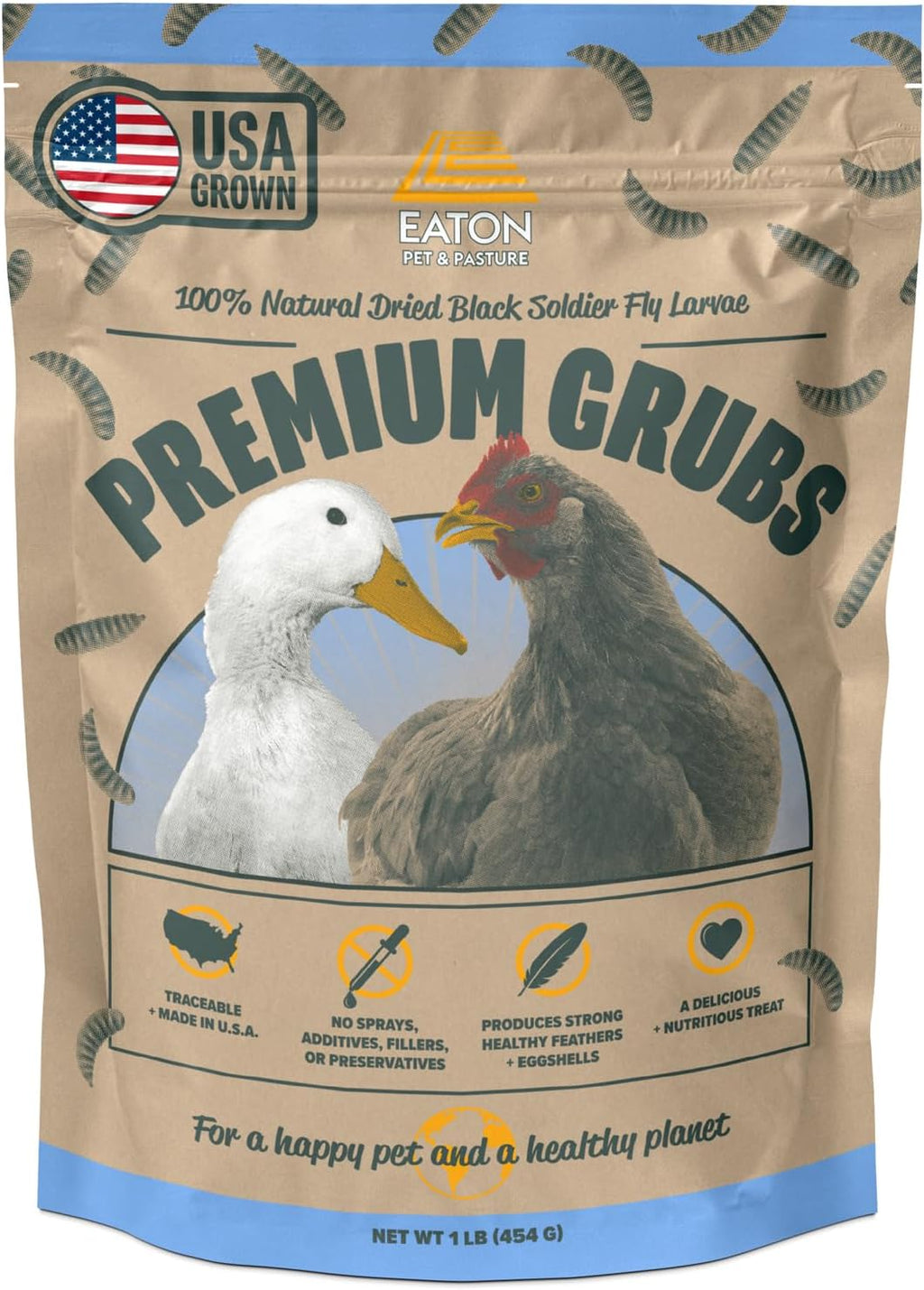 Premium Grubs 5lb bulk bag packaging for backyard poultry