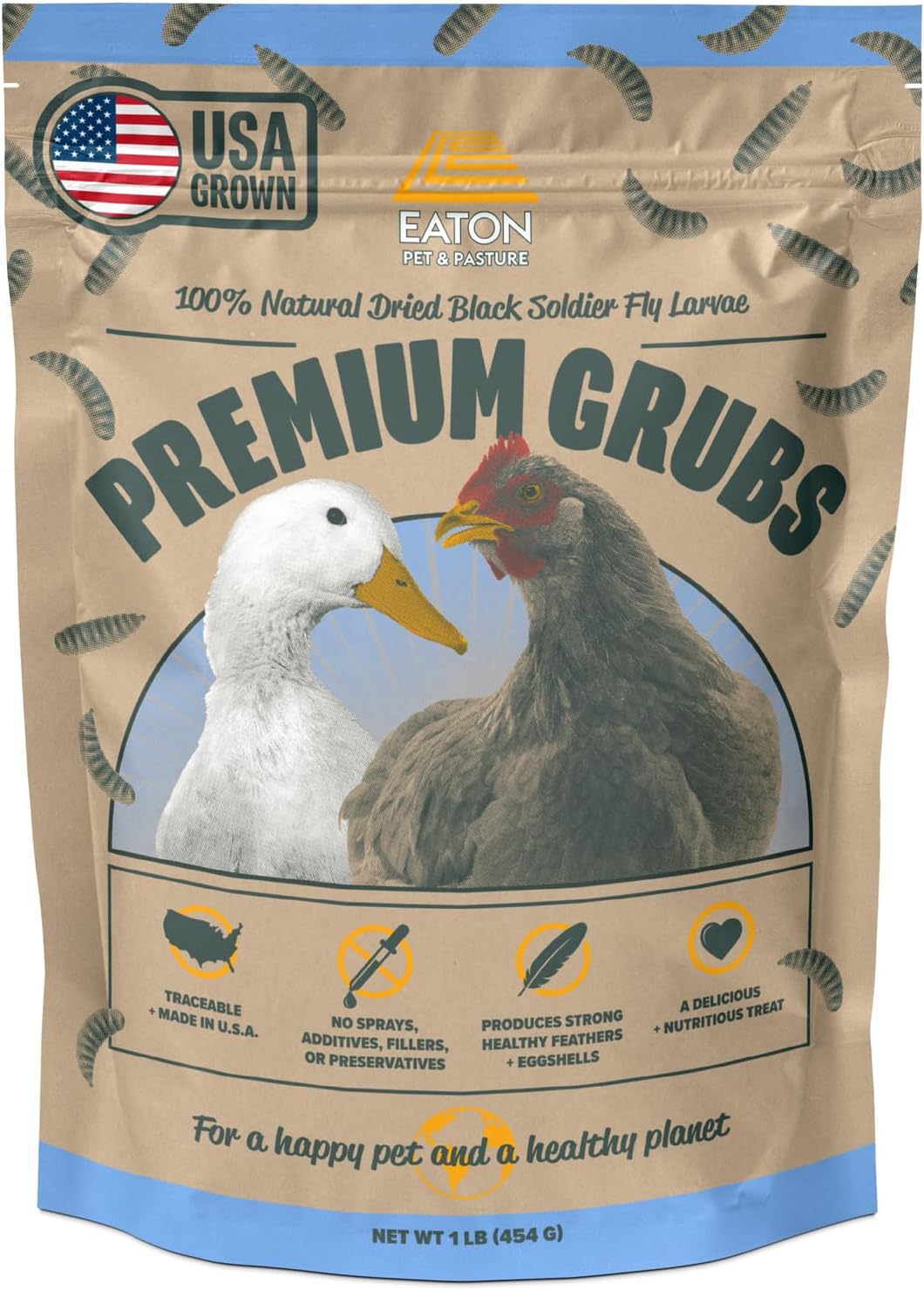 Premium Grubs 5lb bulk bag packaging for backyard poultry