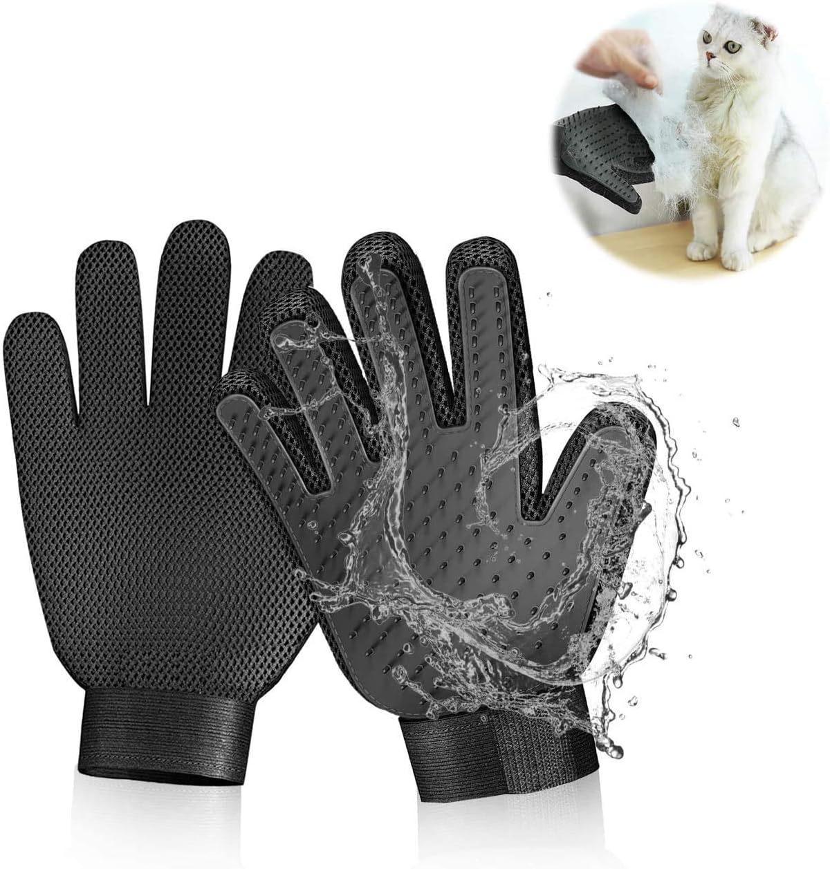Easy hair removal demonstration from silicone grooming glove