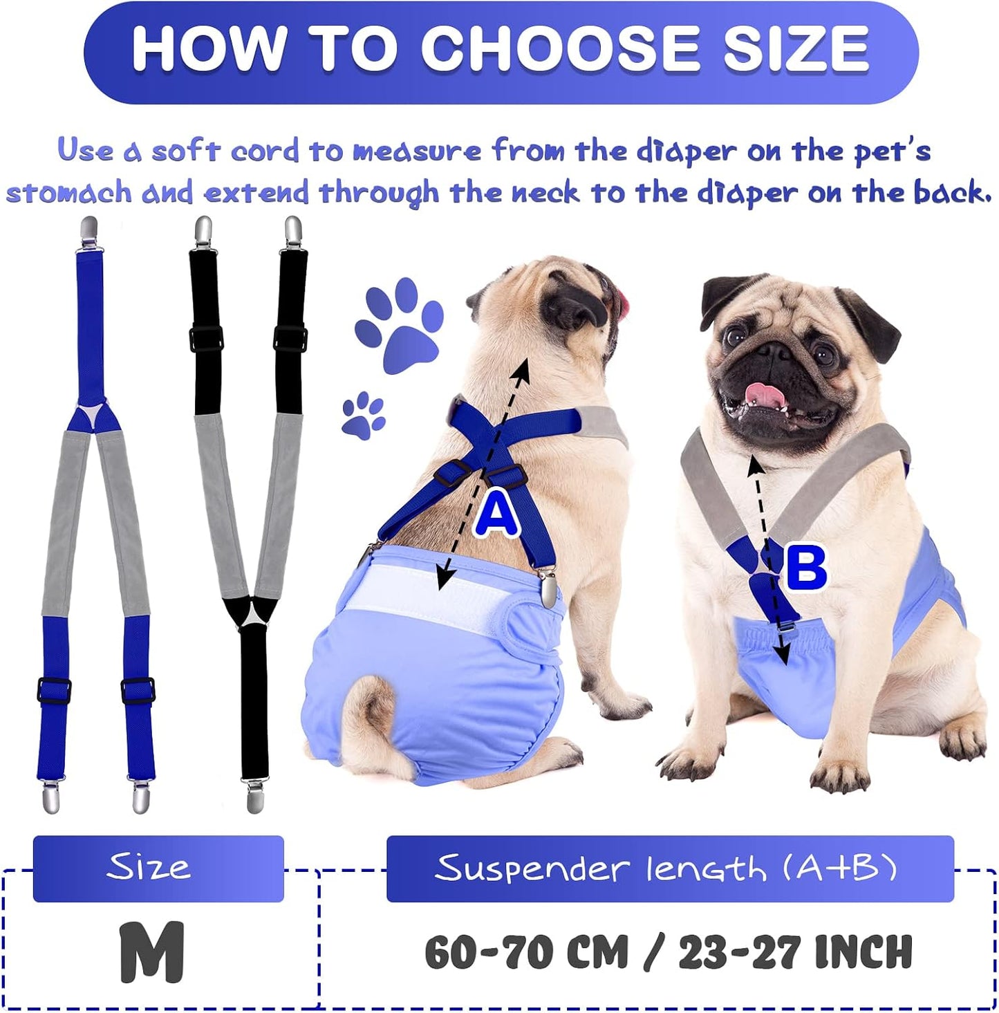 Washable doggy suspender harness for male and female medium dogs