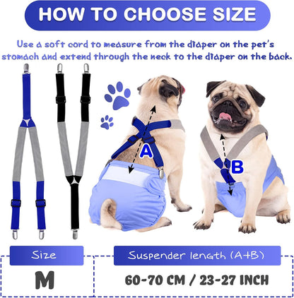 Washable doggy suspender harness for male and female medium dogs