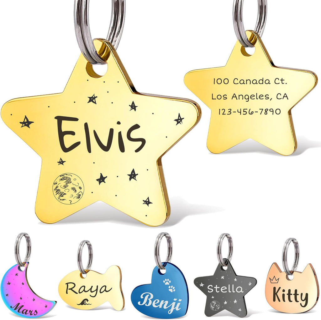 Anavia Small Size Dog Cat ID Tags, Small/XS Personalized Color Plated Stainless Steel Puppy Kitten Name Tags, Customized Engraved Nameplate Pet Collar Tag (Rose Gold, Cat Head) - Image 15