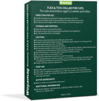 Back of packaging detailing flea and tick prevention for cats