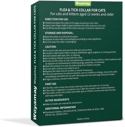 Back of packaging detailing flea and tick prevention for cats