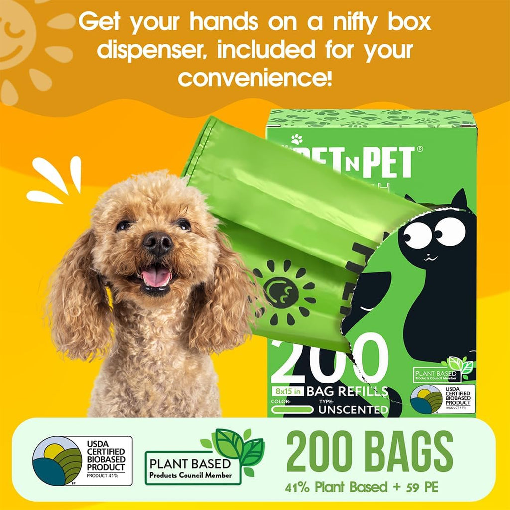 Plant based eco conscious pet poop bags roll showing easy tear perforation