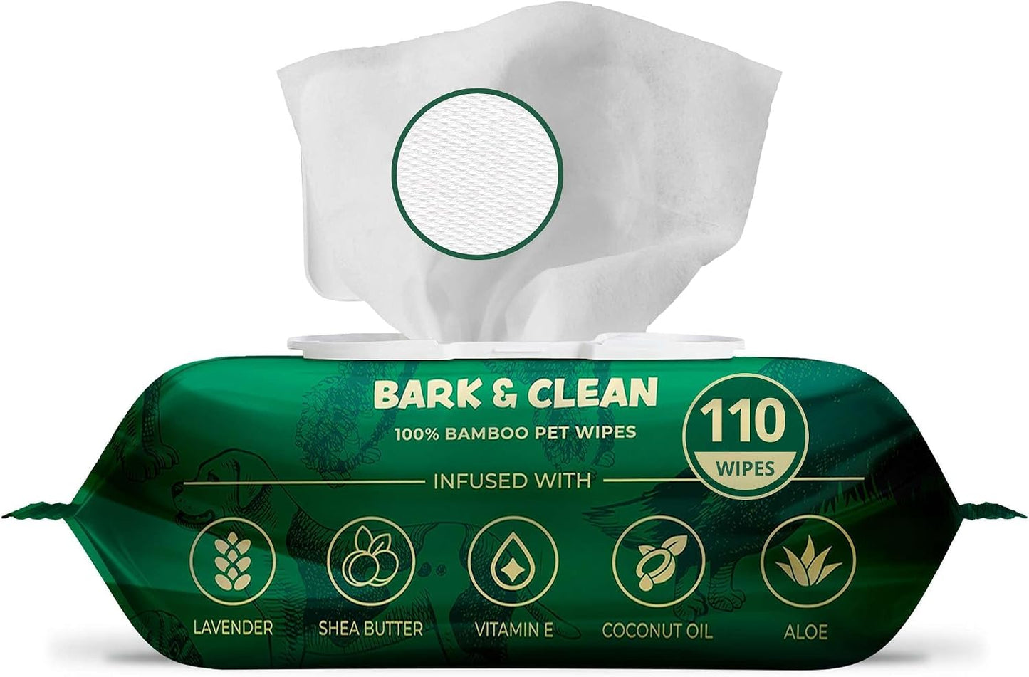 Bark & Clean Dog Wipes for Paws and Butt, 50 Count, Extra Large, Thick 8.5" x 9" Hypoallergenic Bamboo Puppy Compostable Cleaning & Deodorizing Grooming Wipes with Lavender - Image 10