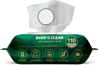 Bark & Clean Dog Wipes for Paws and Butt, 50 Count, Extra Large, Thick 8.5" x 9" Hypoallergenic Bamboo Puppy Compostable Cleaning & Deodorizing Grooming Wipes with Lavender - Image 10