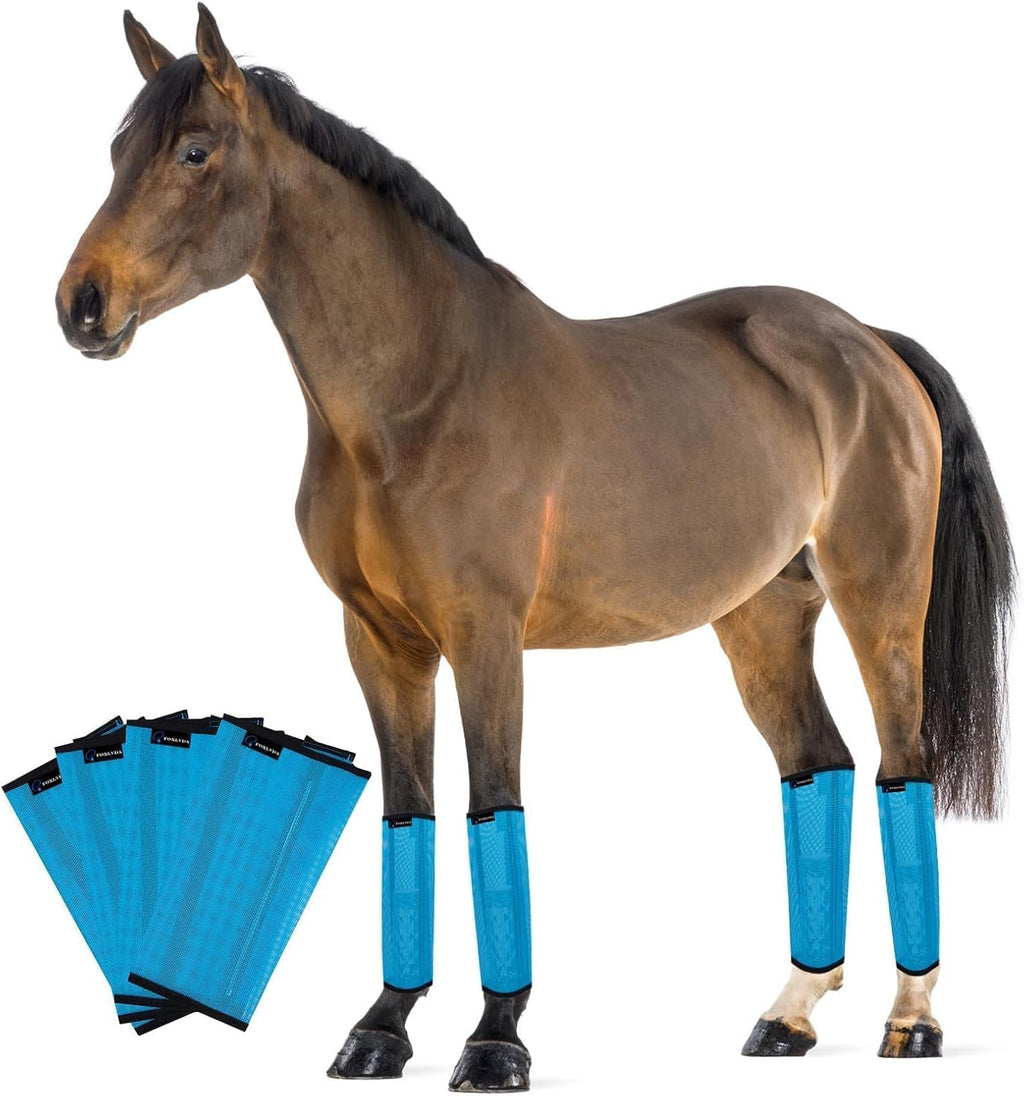 USA imported green horse fly boots with durable PVC construction for ranch use