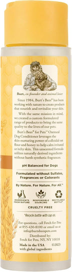 Burt's Bees for Pets conditioner bottle with natural ingredient icons