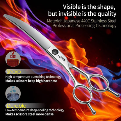 Left handed ergonomic handle design of Fogosp pet scissors