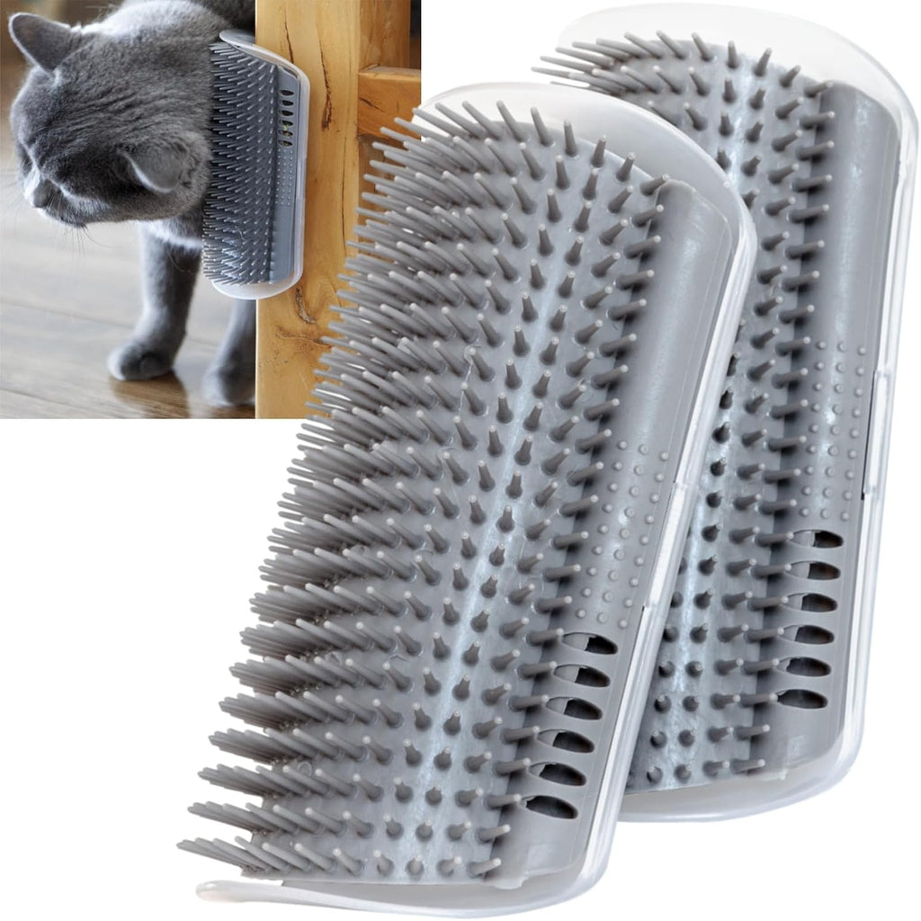 Miwoowim extended self grooming cat brush front view showing grey bristles