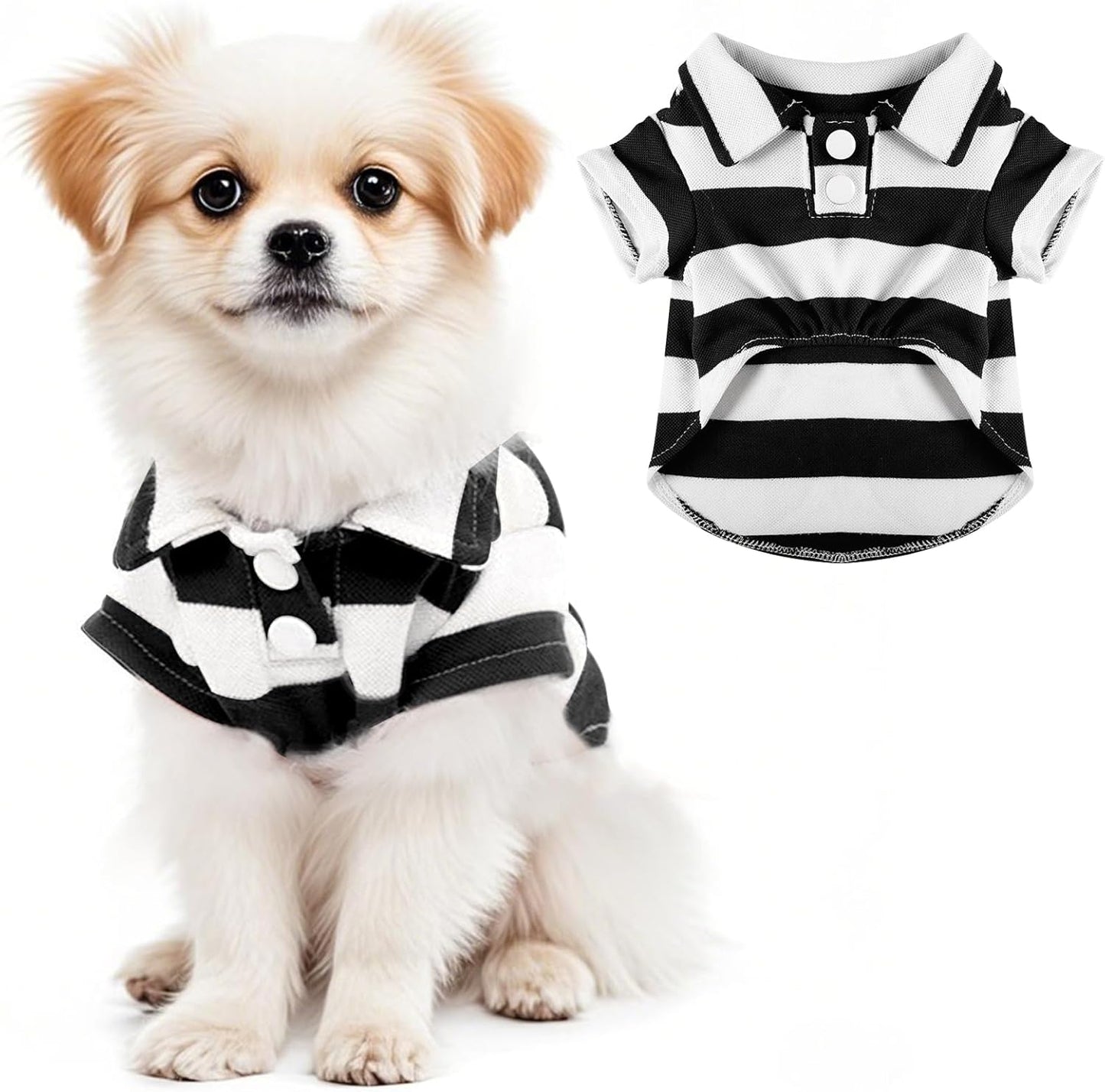 Dog Shirt Polo Shirt Striped Collar Puppy Clothes Summer Button Up Pet Clothes for Small Medium Dogs Cats for Boy Girl Pets (Royal Blue, Medium) - Image 11