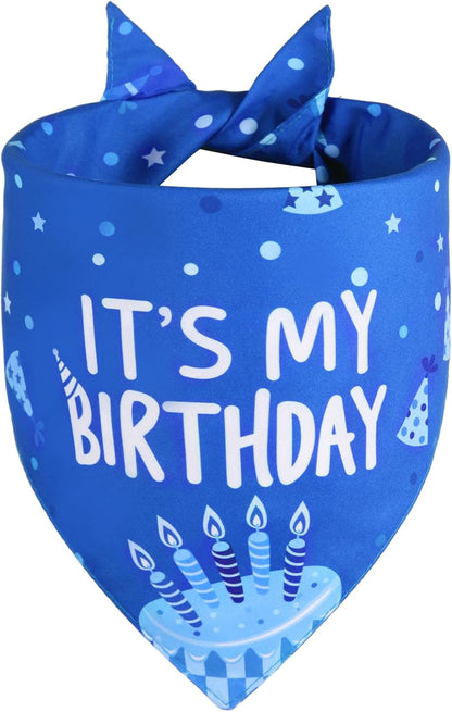 Agroon blue birthday boy dog bandana folded as triangle
