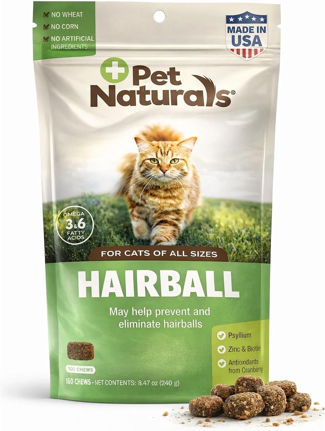 Pet Naturals Hairball Relief for Cats, 30 Chicken Liver Flavored Soft Chews, Hairball Treatment with Psyllium, Omega 3 & 6, Zinc and Biotin, Supports Digestion & Skin Coat, No Corn or Wheat - Image 10