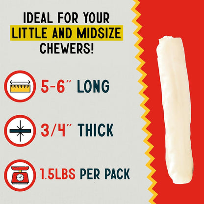 Canine Chews five to six inch dog chew bones for small dogs