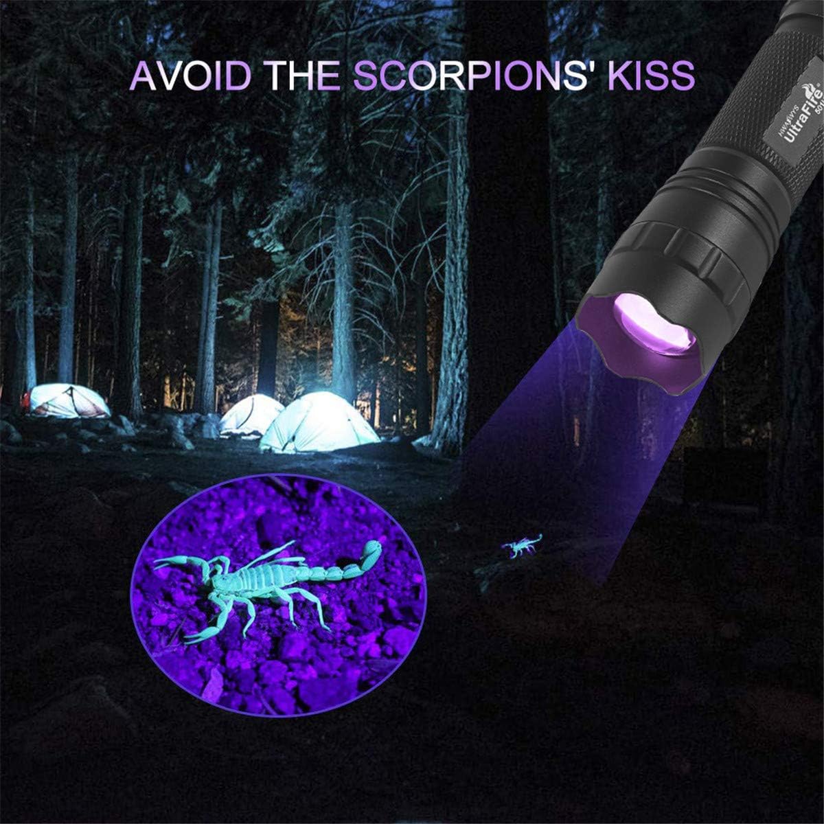 ULTRAFIRE rechargeable UV mini flashlight showing tactical non slip grip