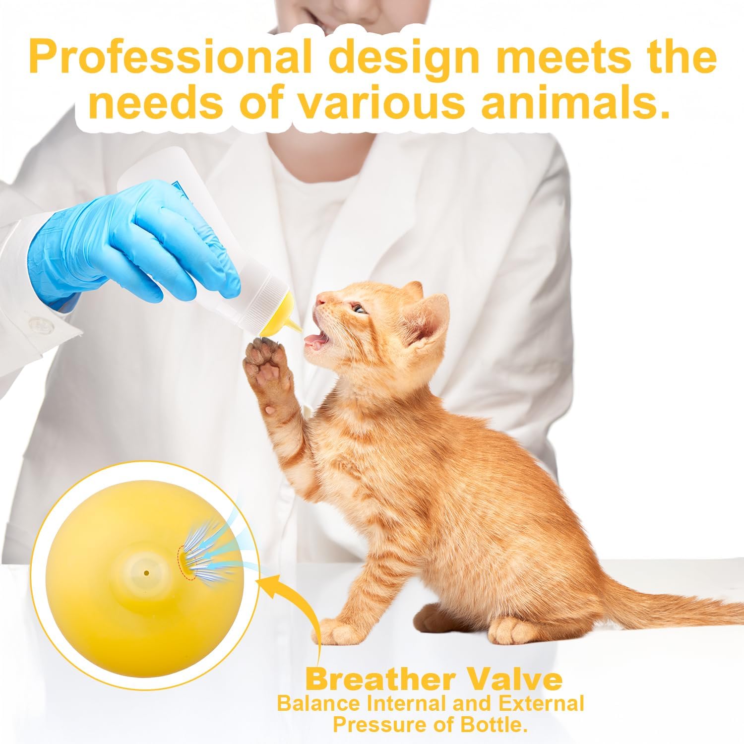 Soft flexible silicone nipple designed for newborn kitten and puppy feeding comfort
