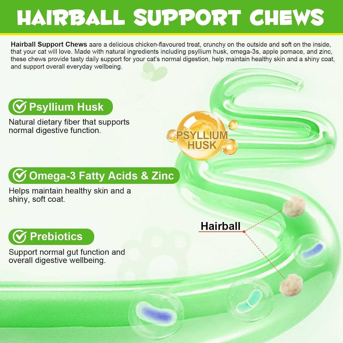 Uocasi feline hairball relief chews chicken flavor close up