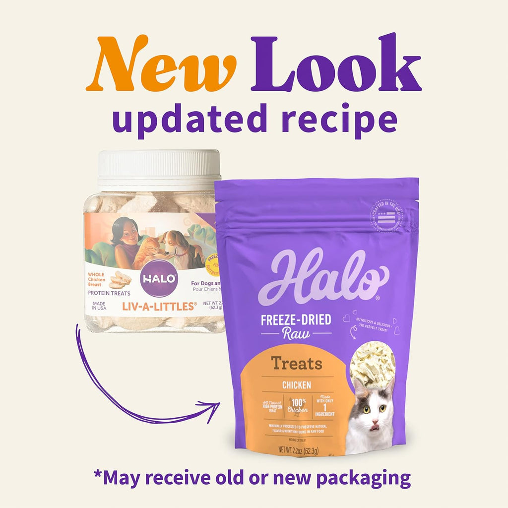 Halo chicken breast pet treats container side profile