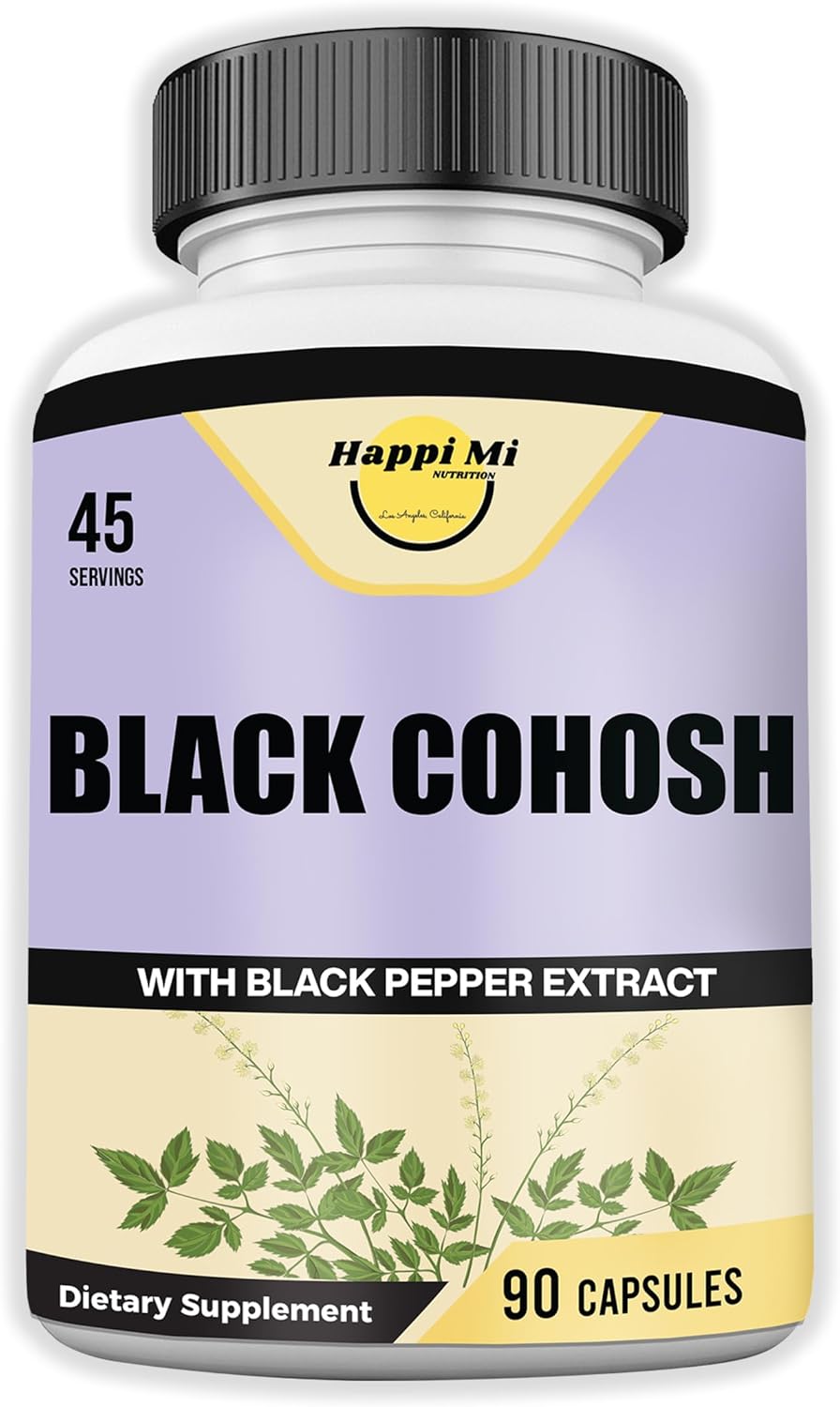 Black Cohosh Made with Organic Black Cohosh Root 1300MG per Serving, Balance Hormones, Natural Menopause & Menstrual Support, Women Health Support, 90 Vegan Capsules, 45 Servings - Image 1