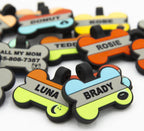 Durable rust proof pet ID tag bone design close up detail