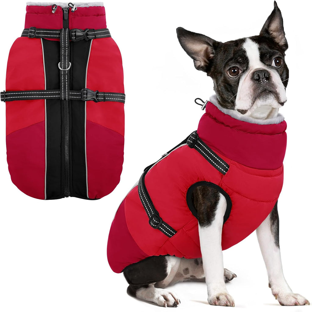 Dog Coat, Warm Dog Jacket with Harness Built in, Waterproof Pet Winter Coat Snowsuit with Zipper, Reflective Fleece Jacket for Extra Large Dogs, Weimaraner, Red XXL - Image 15