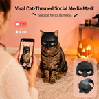 Cat wearing funny superhero bat mask for Halloween party