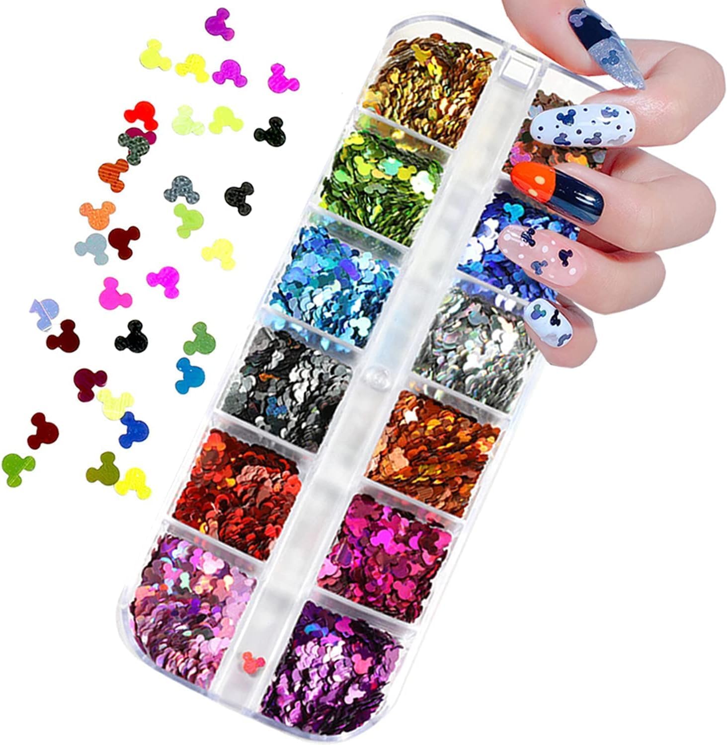 Fumihit Mickey Mouse 3D nail glitter sequins set front view