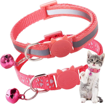 2 Pack Breakaway Cat Collar with Bells, Claw Print Reflective Kitten Collars Safety Buckle Adjustable for Girl and Boy Kitty Pets, Black - Image 14
