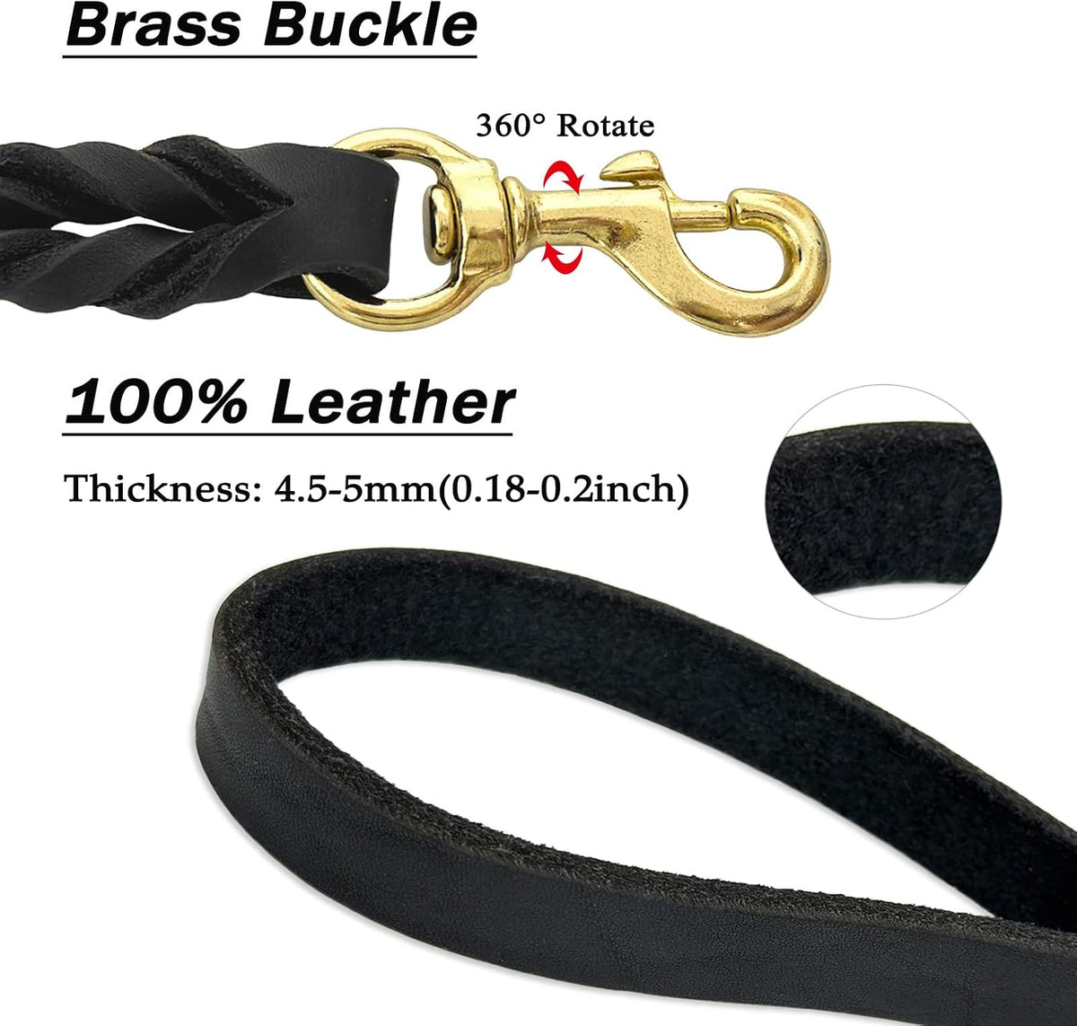 Six feet long Guiding Star heavy duty leather lead for large dogs