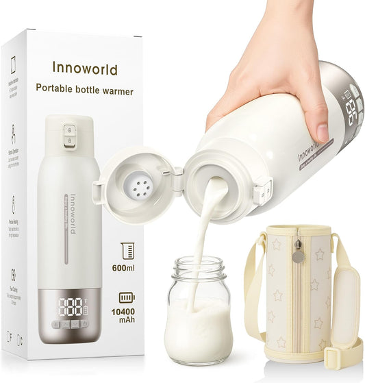 Innoworld portable bottle warmer front view with digital display