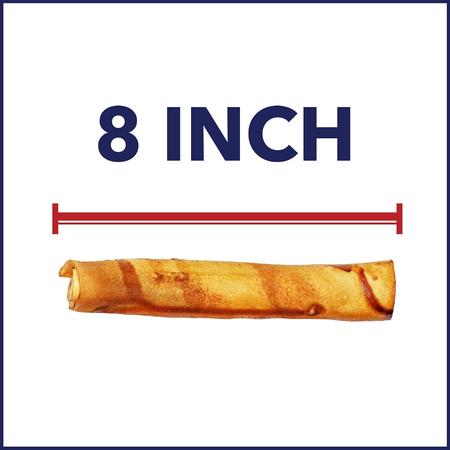 Pet Factory 8 Inch long premium beefhide roll close up showing thick natural rawhide texture