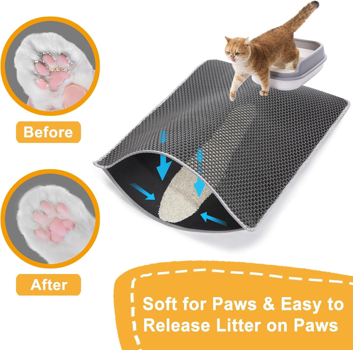 USHARP extra large pet litter box mat showing envelope open cleaning