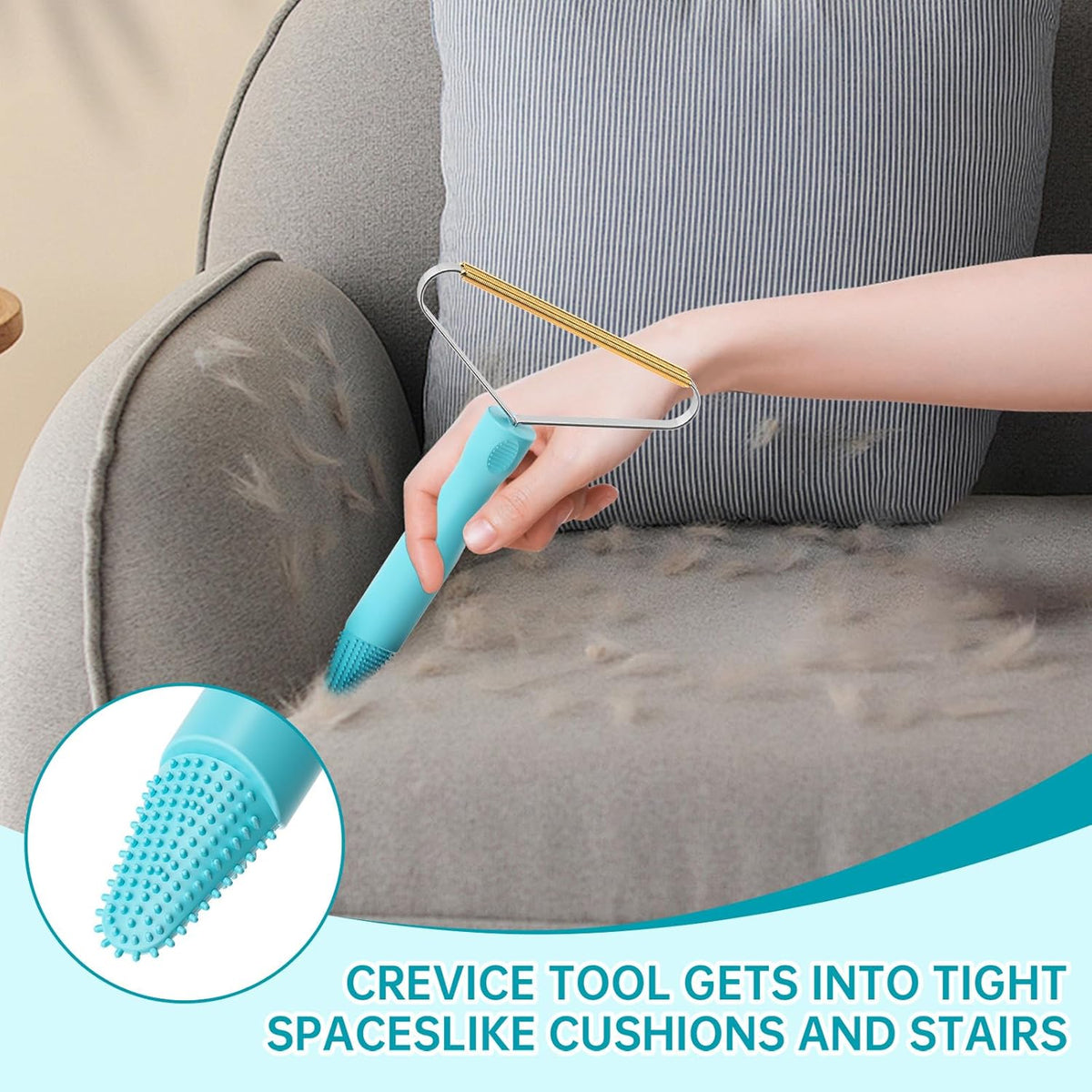 Copper pet hair remover tool for carpets