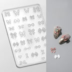 KINGNAME 3D bow nail art silicone mold front view showing transparent butterfly knot templates