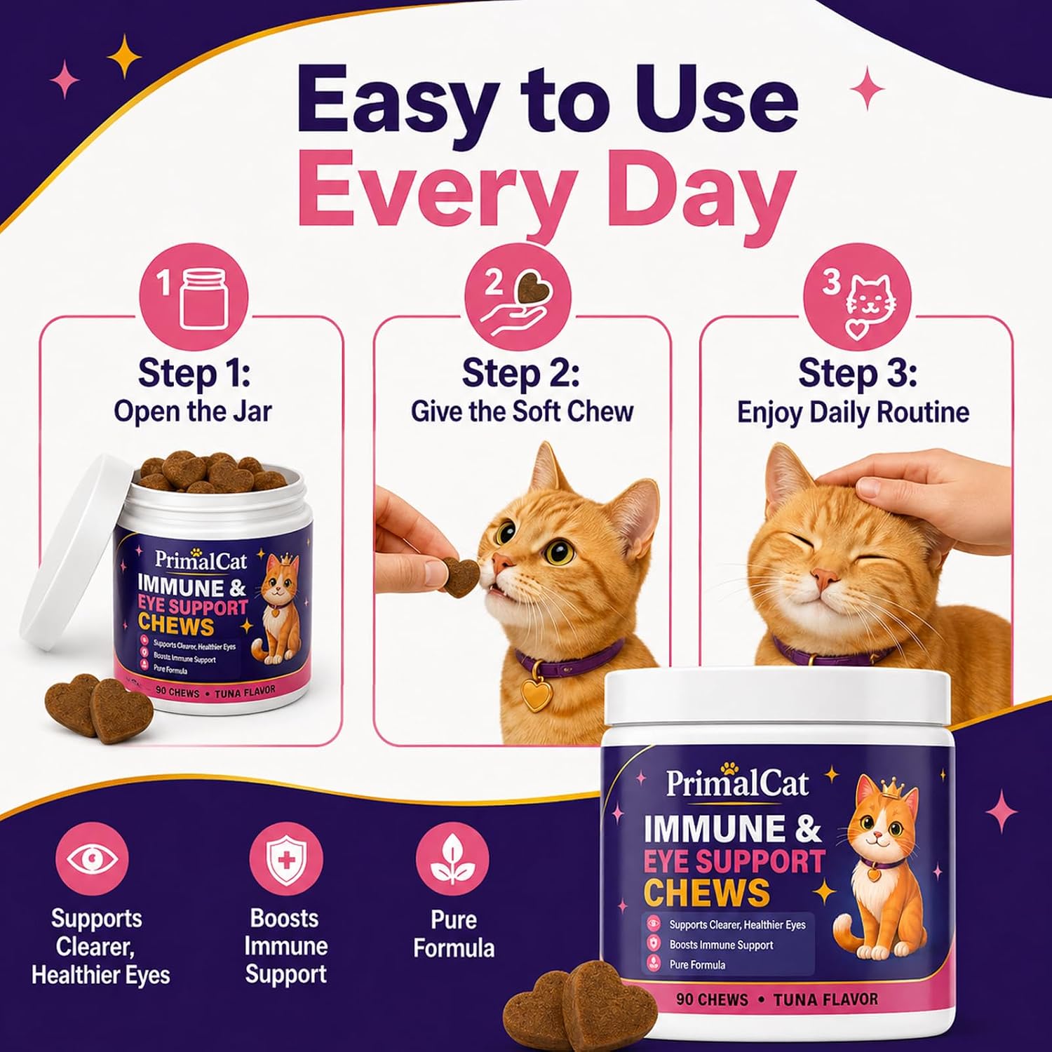Ohiwgn PrimalCat ninety soft chews for feline respiratory health product shot