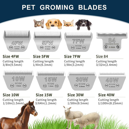 YAZIYIR professional wide pet grooming blade packaging showing the 1.5mm length specifications