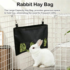 Rabbit Hay Feeder - Large Capacity Oxford Cloth Hanging Hay Bag - 4 Holes - 1 Pcs (Black) - Image 2