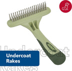 Close up of double row rotating pins on Safari dog rake