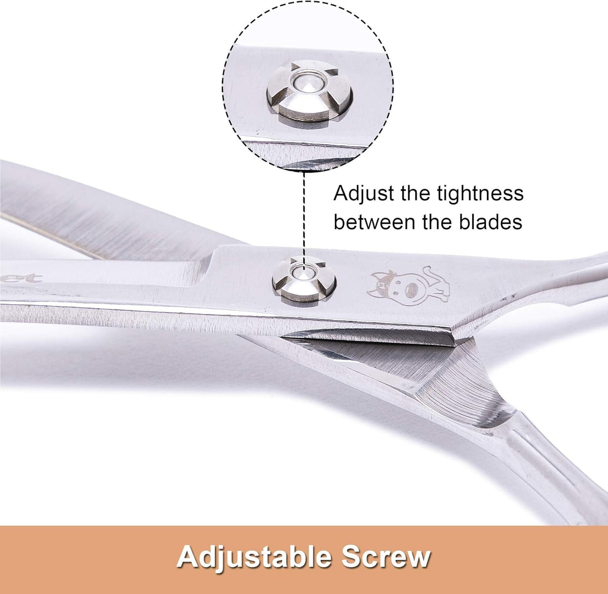 LovinPet seven inch pet hair cutting tools with adjustable tension screw.