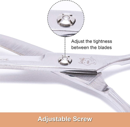 LovinPet seven inch pet hair cutting tools with adjustable tension screw.