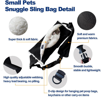 Adjustable Fluffy Bearded Dragon Sling Carrier Bag, Reptile Carrier with Leash Harness Lizard Cage Accessories for Small Animal, Ferrets, Squirrel, Hamsters,Parrot (Black) - Image 3