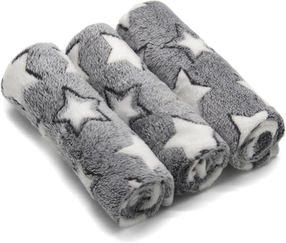 1 Pack 3 Puppy Blankets Super Soft Warm Sleep Mat Grey Cute Print Fluffy Fleece Pet Flannel Throw Dog Blankets for Small Dogs Cats,Star&Bone&Love- Small (23"x15") - Image 9
