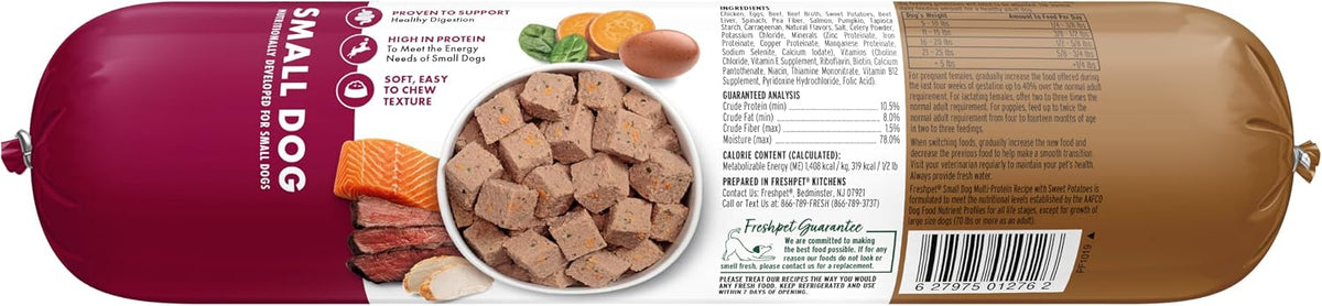 Freshpet Select dog food roll serving size reference