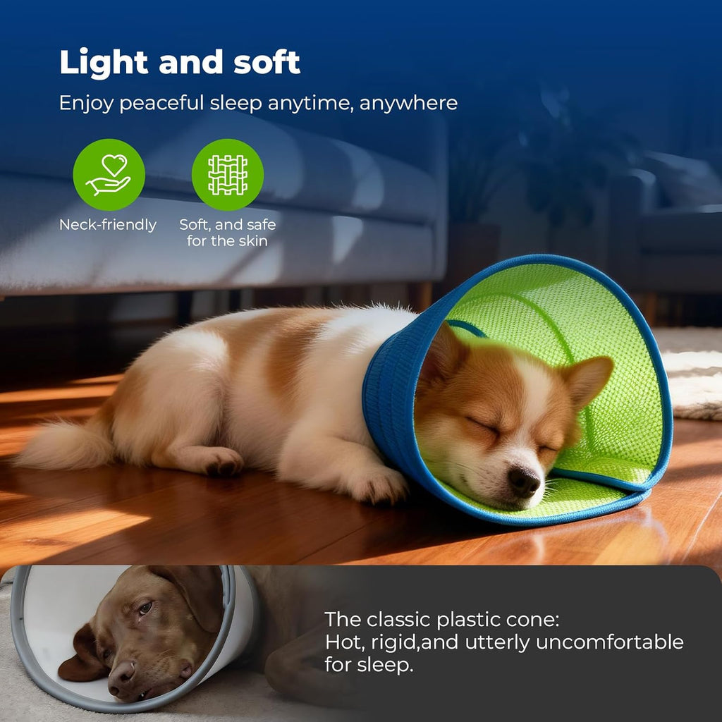 Autrous lightweight Elizabethan collar showing the adjustable secure fit