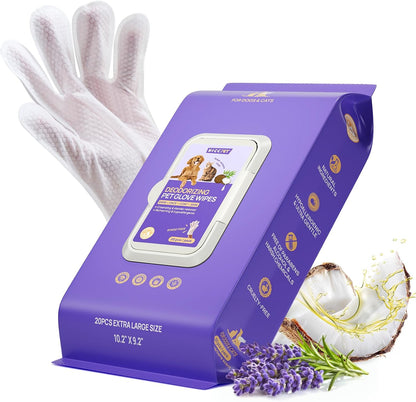HICC PET Dog Wipes Cleaning Deodorizing Glove Wipes for Dogs, Cats & Horses, Vet Recommended Hypoallergenic Hydrating & Nourishing Pet Wipes for Eyes, Ears, Butt & Paws, No-Rinse, 20pcs Coconut Scent - Image 14