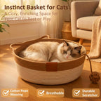 Large gray handwoven cotton rope cat nest