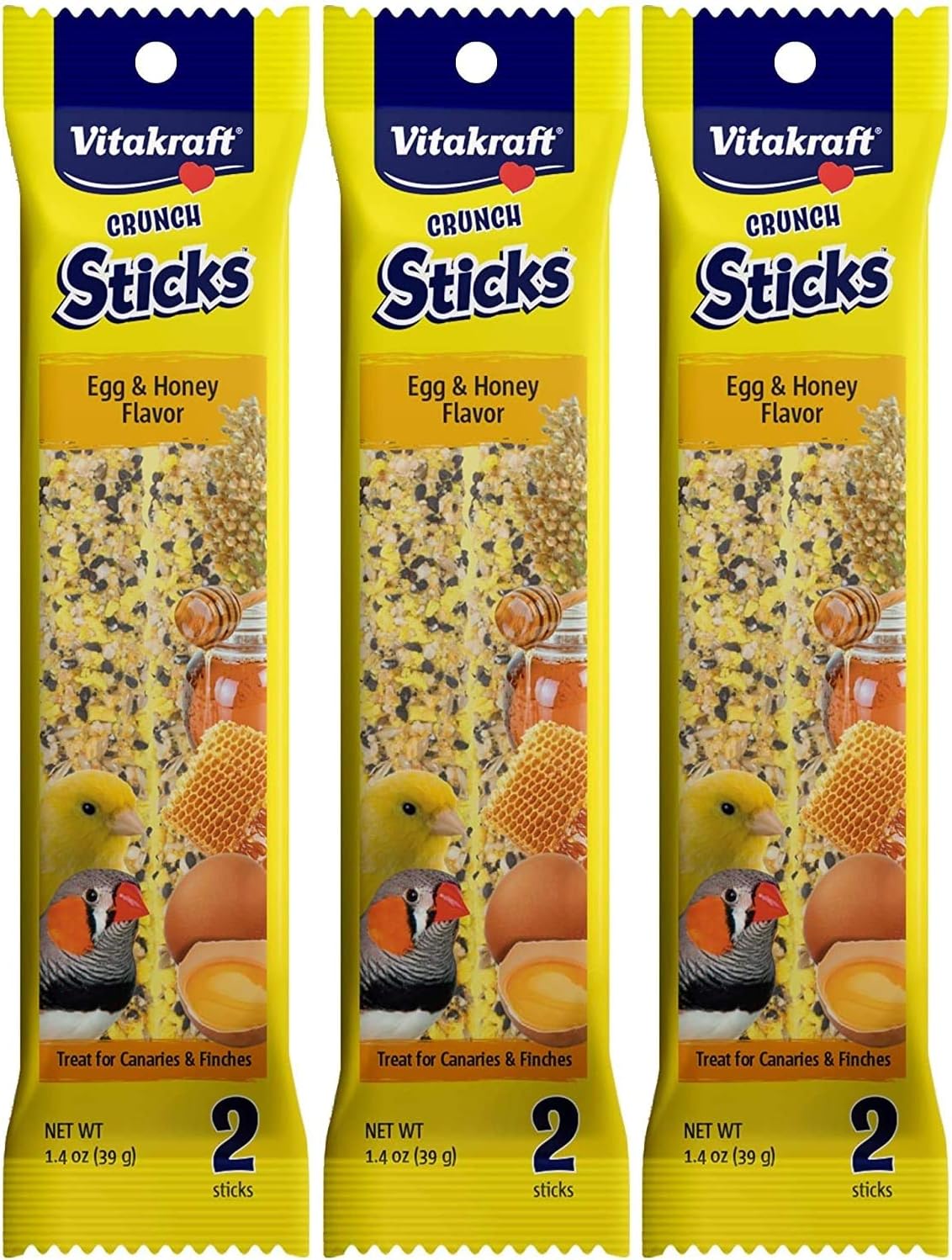 Vitakraft Crunch Sticks Parakeet Treats Egg and Honey Flavor 2 Pack - Long Lasting Seed Stick with Natural Wood Center Clip Holder and Nutritious Ingredients for Happy Engaged Birds - Image 9